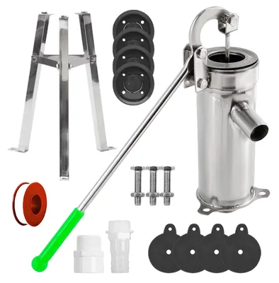 Productafbeelding van Complete handpompset met roestvrijstalen waterpomp en houder van 58 cm