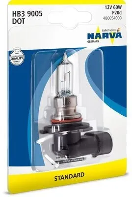 Produktbild von 1x NARVA HB3 Glühlampe Fernlicht 12V 60W P20d Halogen 480054000
