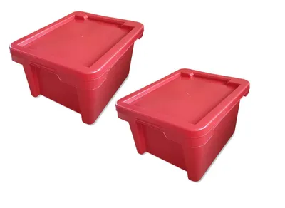 Produktbild von 2er Set Drehstapelbox Multibox Lagerbox Aufbewahrung Kiste Farbe rot 20 L mit Deckel