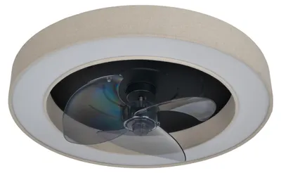 Produktbild von Ventilatoren - LED / CCT Deckenleuchte "VALENTO" inkl. Ventilator Ø: 51cm beige, im Modern Style, aus Metall, Kunststoff und Textilmaterial in beige, 14,7 cm hoch, Ø 51 cm, inkl. LED – dimmbar – CCT-Wechsler – Nachtlichtfunktion – Timerfunktion – Fernbedienung