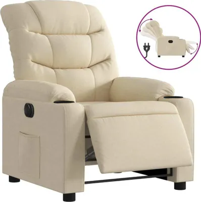Image de vidaXL Fauteuil relax électrique Crème Tissu