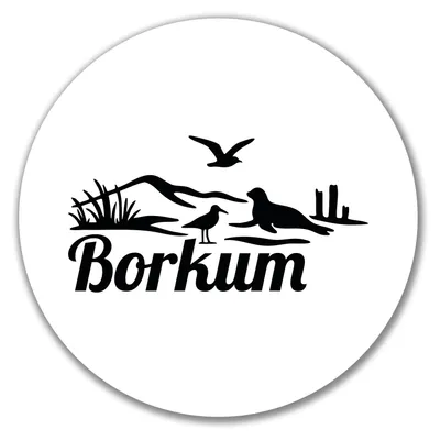 Produktbild von Huuraa Aufkleber Borkum Strandmotiv 10cm rund Sticker Geschenkidee