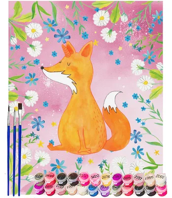Produktbild von Mr. & Mrs. Panda Malen nach Zahlen Einhorn Fuchs 40 x 50 cm Ohne Rahmen - Rot Pastell - Geschenk, mit, malset, Leinwand, DIY, Unicorns, Unicorn, Füchse, set, Einhörner