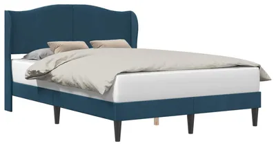 Produktbild von vidaXL Bettrahmen mit Kopfteil Blau 140 x 190 cm Samt