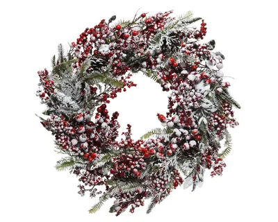Produktbild von Weihnachtskranz rote Beeren l14b60h60 cm grün