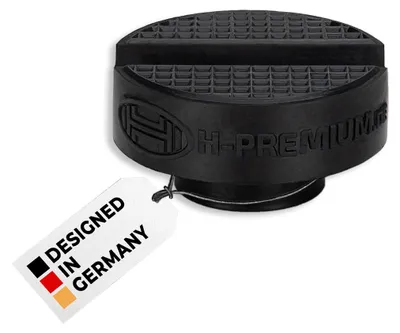 Obrázek produktu pro HEYNER® Pryžová podložka pod zvedák I TrolleyPad PRO, kulatá, s drážkou pro prahové lišty, protiskluzová, chránící lak, odolná proti olejům a povětrnostním vlivům, Ø 65 mm, výška 33 mm, univerzální použití
