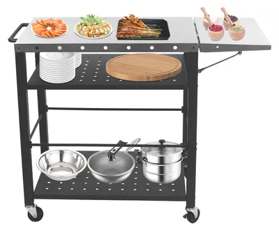 Immagine prodotto di Carrello da cucina nero - Struttura in acciaio inossidabile a 4 ripiani - 80x50x83 cm