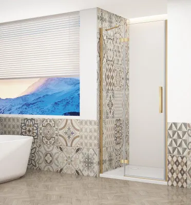 Imagen del producto de Puerta de ducha Gelco TRINITY GOLD MAT para encastrar, 1200 mm, cristal transparente, lado izquierdo - GT1212CL-G