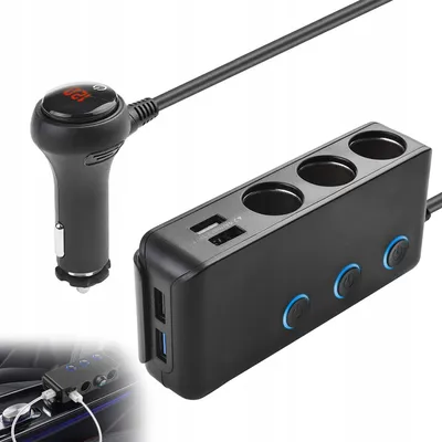 Produktbild von Auto QC 3.0 USB Ladegerät Zigarettenanzünder Verteiler 12-24V