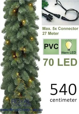 Produktbild von Girlande mit 70 integrierten warmen LED-Lichtern - Länge 540 cm - max. 5 x verknüpfbar – Weihnachtsgirlande – 400 Zweige