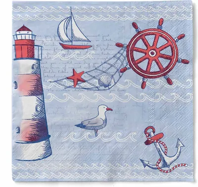 Produktbild von Sovie HORECA Serviette Meeresbrise in Blau aus Tissue 33 x 33 cm, 3-lagig, 100 Stück