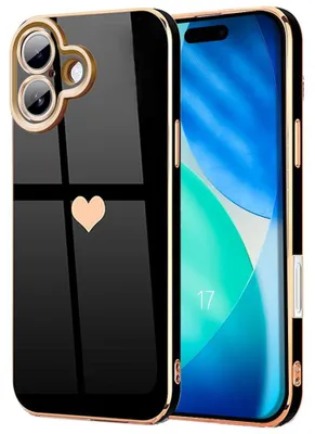 Image de Coque pour iPhone 17, Protection Silicone Souple Slim Antichoc avec Motif Coeur - Noir