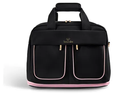 Produktbild von Milly Nylon-Reisetasche Schwarz Underseat-Format, erweiterbar, mit Leopardenmuster und Trolley-Aufstecklasche