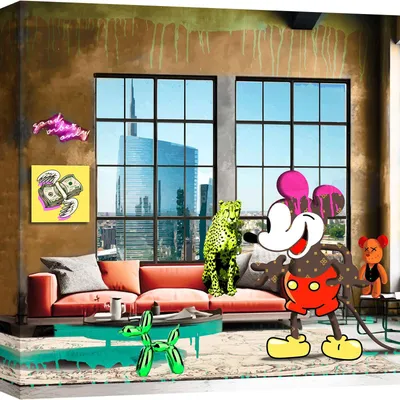 Obrázok produktu pre Pop-artový obraz na plátne - Gerard Madau - Surrealofts: Milano I - 90X90 cm