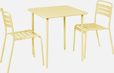 Produktbild von sweeek - Gartentisch mit 2 Stühlen aus Stahl - Gelb