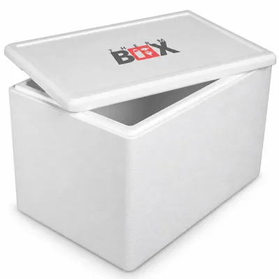Produktbild von THERM BOX 61W Styroporbox 61,5 Liter Innen 53,5x33,3x34,5cm Wandstärke 3cm Thermobox Für Torten und größere Lebensmittelmengen, Warmhaltebox, wiederverwendbar, Isolierbox