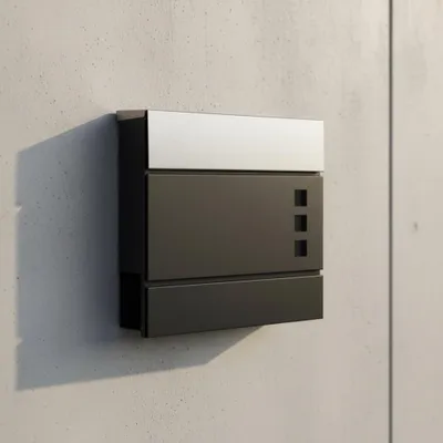 Produktbild von Wandbriefkasten Schwarz/Silber Zeitungsrolle Postfach Mailbox Design wetterfest