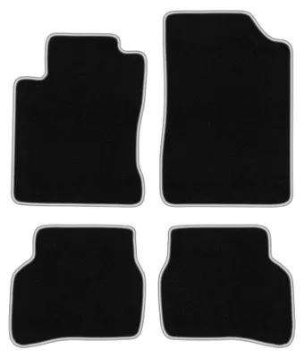 Image de Tapis de sol en moquette pour Mazda MX-3 1991-1998 (coupé) – jeu 4 pièces, noir/argent, sur mesure – Wielganizator CARLUX