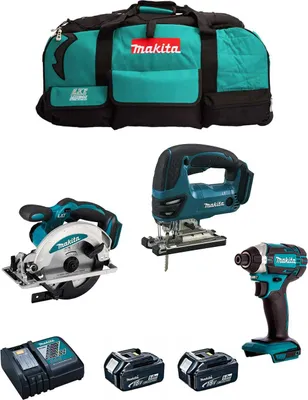 Zdjęcie produktu dla Zestaw MAKITA 18 V MSB3P2B (DJV180 + DSS610 + DTD152 + 2 x 5,0 Ah + DC18RC + wózek)