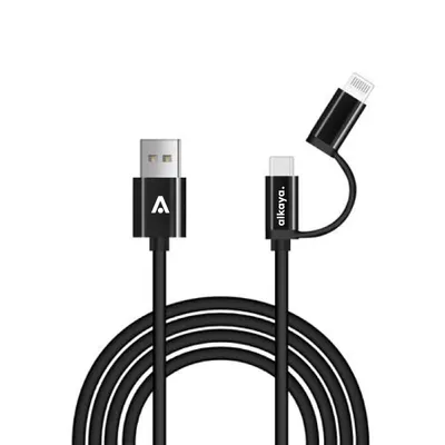 Produktbild von alkaya Speed Flex 2 in 1 Datenkabel Hochglanz 15W/12W 1 m schwarz