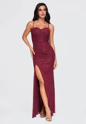 Produktbild von LARICA Kleid Abendkleid Floral Eleganz LA-OM-DLR464 burgundy M
