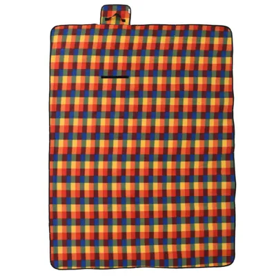 Image de vidaXL Couverture de pique-nique Pliable Multicolore à carreaux 200x150 cm Velours
