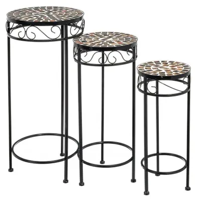 Produktbild von Set mit 3 Beistelltischen aus Metall in Schwarz