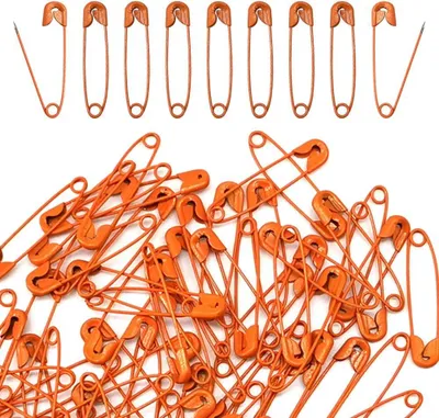 Imagen del producto de Alfileres de acero inoxidable, 200 unidades, 28 mm, color naranja, para ropa y manualidades