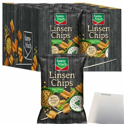 Produktbild von funny frisch Linsenchips Sour Creme VPE (12x90g Packung) + usy Block