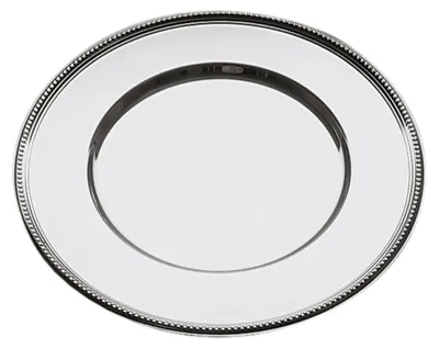 Runde Servierplatte Ø 33 cm, Edelstahl poliert, mit Linienrand
