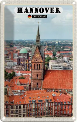 Produktbild von vianmo Blechschild 18x12 cm Hannover Marktkirche Altstadt Bildmotiv Reisemotiv Abenteuer Reisen