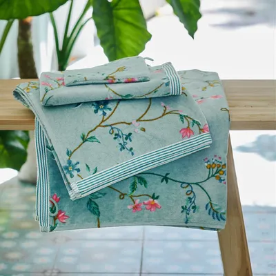Produktbild von Pip Studio Gästetuch-Set Les Fleurs 3x Farbe Blau, Größe 30x50 x 3