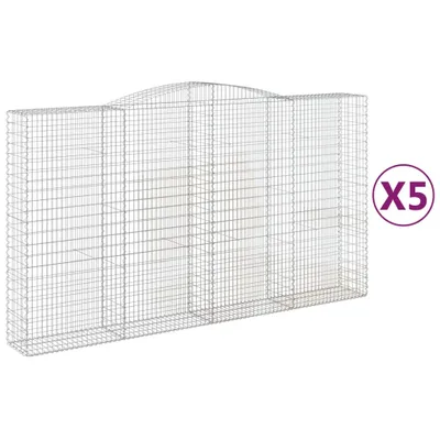 Produktbild von Gabionen mit Hochbogen 5 Stk. 400x50x220/240cm Verzinktes Eisen