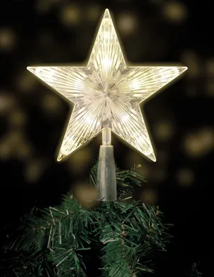 Productafbeelding van Kerstboompunt met 10 leds - Timer/batterij - 18 x 22 cm - Warm wit - Stervorm