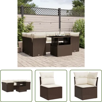 Produktbild von The Living Store 7-tlg. Garten-Sofagarnitur mit Kissen Braun Poly Rattan