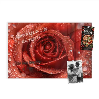 Produktbild von Magnettafel 60x40cm Pinnwand Whiteboard beschreibbar - Wassertropfen Rose