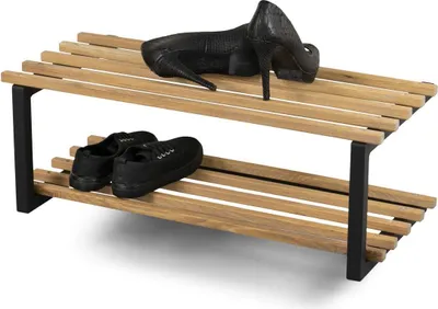 Produktbild von Schuhregal Flurregal RIZZOLI / MARCO Schwarz mit 2 Ablagen in Eiche