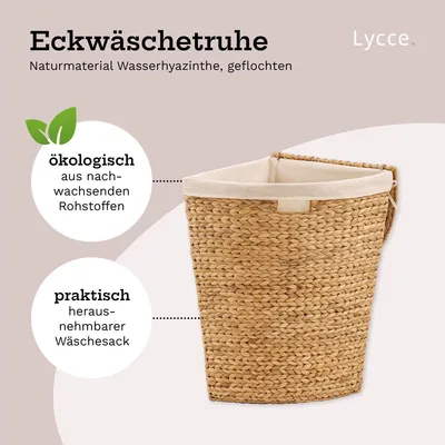 Eckwäschetruhe Wasserhyazinthe Wäschekorb mit Deckel Wasserhyazinthe