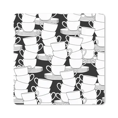Produktbild von MuchoWow® Mauspad Mousepad Muster - Schwarz und Weiß - Tassen - Tee 30x30 cm - Mousepads - Maus Mat - Pad - Mausunterlage - Gaming