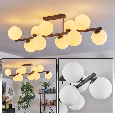 Produktbild von Fossobiubo Deckenlampe aus Metall/Glas in Schwarz/Weiß/Milchglas