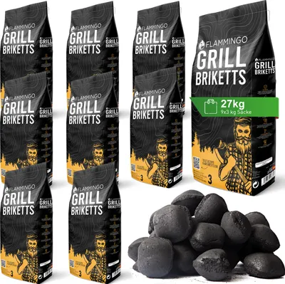 Produktbild von 27kg Grillbriketts Pinie Eiche Holzkohle Grillkohle Holzkohlebriketts Kohle