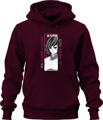 Productafbeelding van Demon Slayer Giyu Tomioka Water Hashira Anime Cadeau Manga Uni Hoodie, Bourgogne, Maat L