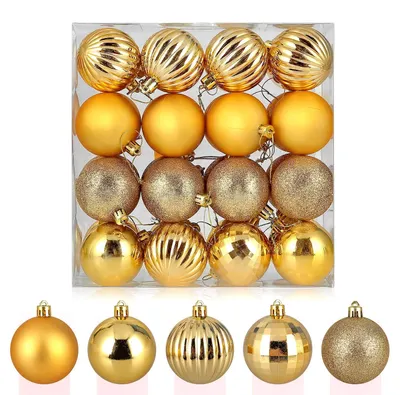Weihnachtskugeln Gold 32 Stück 6 cm Kunststoff