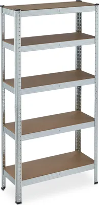 Produktbild von Relaxdays Schwerlastregal verzinkt, Traglast 875kg, 150x75x30 cm, 5 Böden, zum Stecken, Stahl, Lagerregal Keller, silber