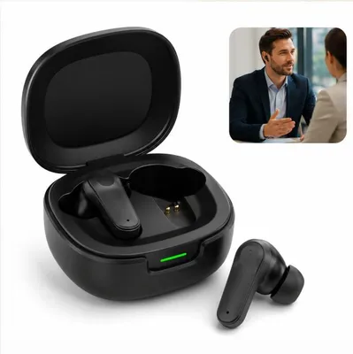 Produktbild von Bluetooth 5.3 In-Ear Kopfhörer mit Übersetzungsfunktion, AI Echtzeit Übersetzer, 0,5 s Reaktion, 144 Sprachen,  kabellos mit Ladecase