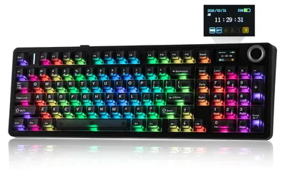 Image de Clavier mécanique sans fil - Noir transparent - 97 touches - Rétroéclairage RGB