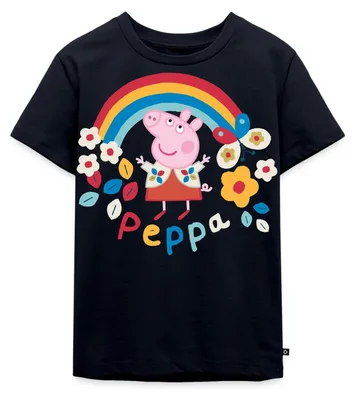Produktbild von Spreadshirt Peppa Wutz Regenbogen Rainbow Kinder Premium T-Shirt, 134/140 (8 Jahre), Navy