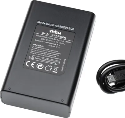 Produktbild von vhbw Dual USB Ladegerät kompatibel mit Panasonic Lumix DMC-ZS60 Kamera/Akku - Ladeschale, Ladeanzeige