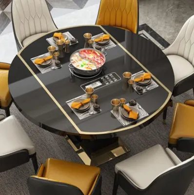 Produktbild von Multifunktions Esstisch Tische Runder Tisch Esszimmer Möbel Edelstahl Küche Rund