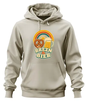 Produktbild von Brezn & Bier  Bayern Wiesn Geschenk Lederhose Hoodie Kapuzenpullover, Natur, M